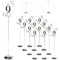 HOHIYA Soporte para números de mesa para bodas- 30-48 cm de alto- color plateado- paquete de 12 unidades